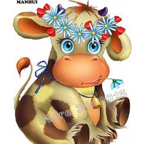 Diy diamond embroidery set full square drill diamond painting 5d picture of stones wall decorFlower Cattle image ABC264