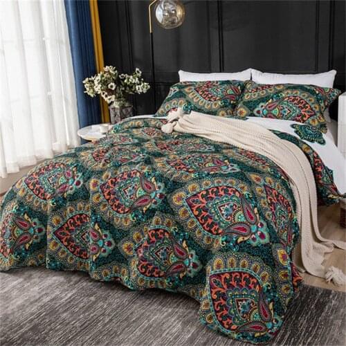 3pcs Cotton Bedspread Set Bohemian Quilted Coverlet Pillow Shams Patchwork Quilt Blanket American Style Bed Cover Bedding Set