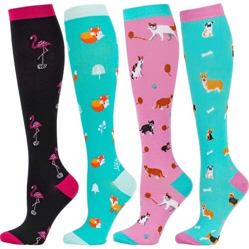 Compression Stockings Sport Cycling Socks Funny Pattern Halloween Ballon Pressure Running Multi Color Compress Stocking Women
