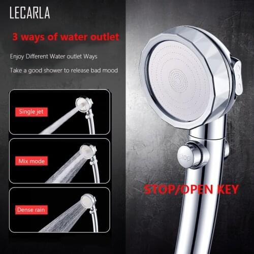 High Pressure 3 Setting Round Water Saving Switch Button Shower Head Bathroom Accessorie Universal Fitting