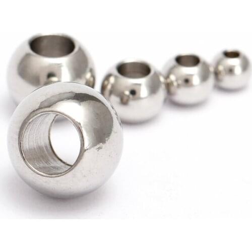 50pcs Stainless Steel Round Ball Beads 2 3 4 5 6 8 10mm bead with Large Hole European Space Beads for DIY Jewelry findings