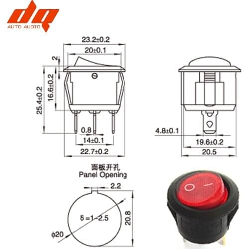 10pcs Red Black Illuminated Round Rocker Switch 6A AC Round Light 250 V Volt Kit Car 2 Pin 3 Pin Boat Type Power Button Switches
