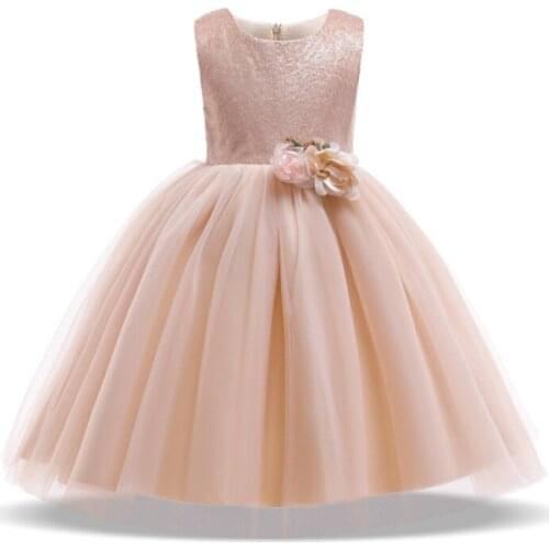 2021 Summer Baby Tutu Dress Kids Dresses For Girls Children Flower Party And Wedding Dress Champagne Princess Dress Girl Clothes