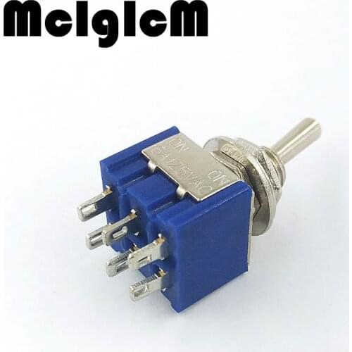 5pcs/lot Mini Toggle Switch DPDT 6A 125V AC / 3A 250V AC Miniature Lever Switch 6 Pin ON/ON 13.2*12.7mm Free sipping
