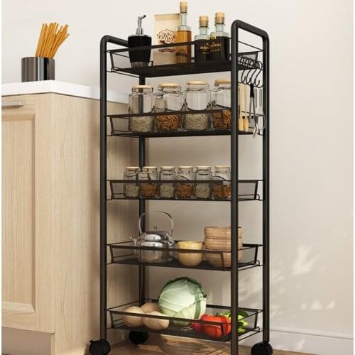 Multi-functional kitchen storage rack preferred carbon steel floor multi-layer trolley storage rack 360 ° universal wheel vegeta