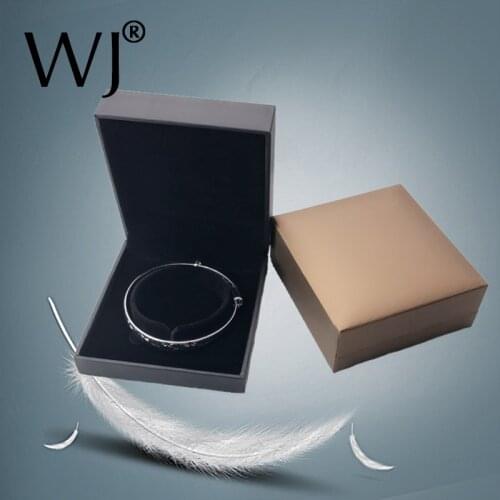 Fashion Black/Brown PU Leather Jewellery Gift Box Quality Jade Jewelry Case Jewellers Bangle Bracelet Packaging Box Organizer