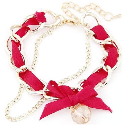 Fashion Crystal Bracelet for Women Ribbon Bow Gold Color Charm Bracelets & Bangles Pulseiras Feminina Bijoux Femme