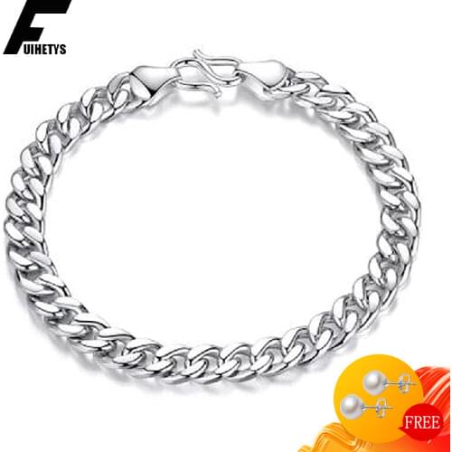 Korean Style 925 Silver Jewelry Men Bracelet Trendy Male Couple Bracelets Gift Accessory for Wedding Engagement Party Wholesale