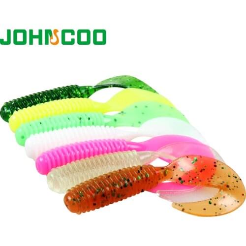 50pcs Soft Worm Artificial Isca Pesca Circle Tail Protein Grub Lure 50mm 60mm 70mm Maggot Worm Baits Circel Tail