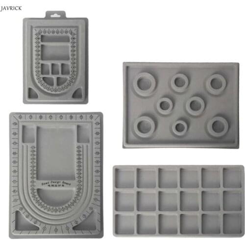 4Pcs Gray Flock Beads Tray Jewelry Design Boards Kit DIY Beading Bracelet Jewelry Tools