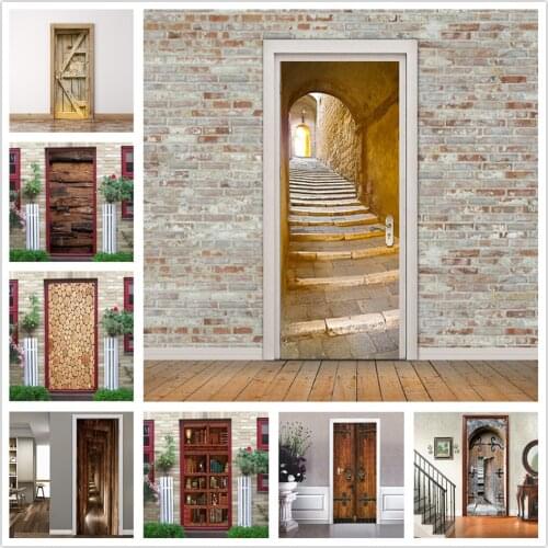 Stone Stairs Door Mural PVC Peel and Stick Wallpaper for Living Room Bedroom Home Design Wall Sticker Art Decals adesivi porta