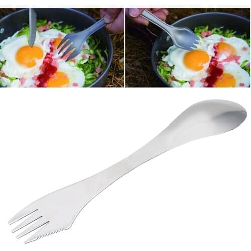 OOTDTY 3-in-1 Stainless Steel Spork Spoon Fork Cutlery Utensil Combo For Picnic Gadget