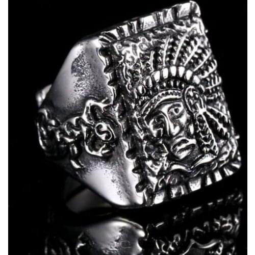 Drop Ship Size 7~11 Cool Indian Biker Ring 316L Stainless Steel Jewelry Lucky Indian Ring
