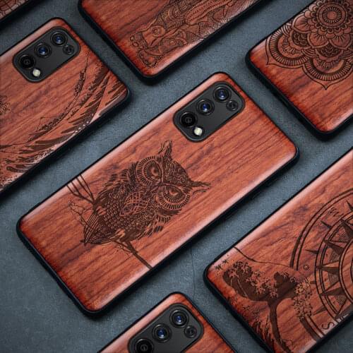 Carveit Carved Real Wood Case For OPPO Realme X7 Pro Retro Concise Soft-Edge Cover Thin-Light Wooden Camera Protective Hull