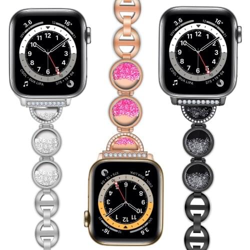 Luxury bracelet for apple watch 40mm 44mm band women girls bling Jewelry correa for iwatch SE 6 5 4 3 stainless steel bands