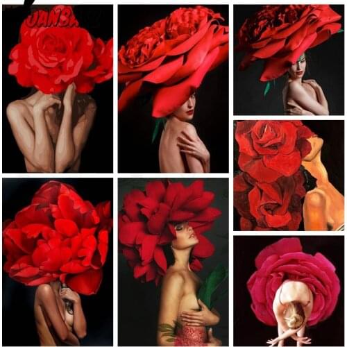 Rose Beauty Diamond Painting Cross Stitch Character Mosaic Kit 5D Diy Flower Embroidery Mosaic Home Decoration Gift Handmade