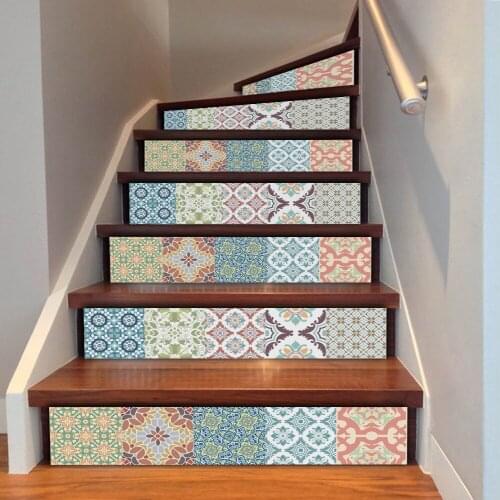 6pcs 3D Stair Sticker Removable Self-adhesive Wall Floor Decal PVC Waterproof Tile Mural Home Decor Kitchen Stairway 18x100CM