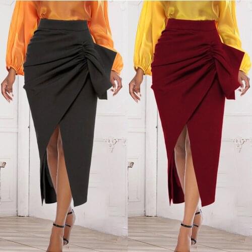 Office Lady Skirt Pencil High Waist Women Package Hip Midi Length Ladies Slim Plus Size Skirts Female