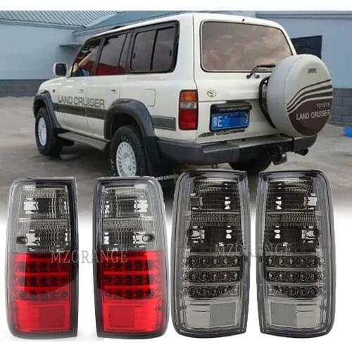 2PCS LED Tail Light Car Accessories Rear Brake Lamp Black 1991-1997 For Toyota Land Cruiser FJ80 LC80 FZJ80