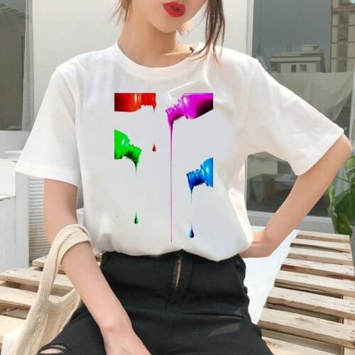 2021 T-shirt Ms.Nail Polish T-shirt Summer Harajuku Top T-shirt Korea Clothing Women T-shirt Hip Hop White T-shirt Femme