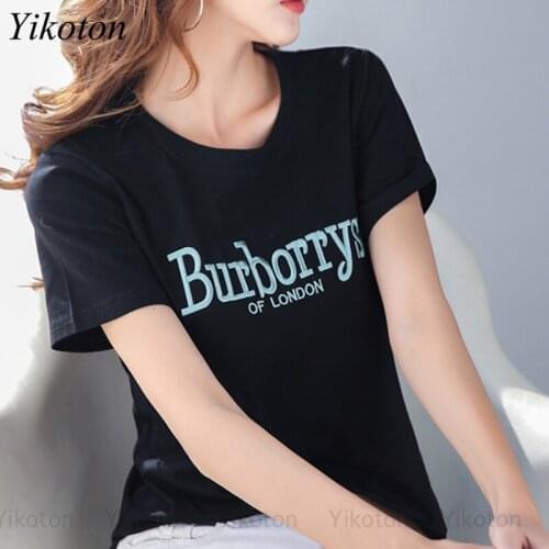 100% Cotton Women T-Shirt Embroidery O Collar T Shirts Short Sleeve Clothes Women Basic Tshirt Casual Tee Top Fashion Female Top