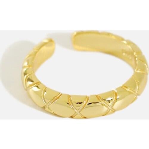 Sole Memory Geometric Rhombus Creativity Wave 925 Sterling Silver Female Resizable Opening Rings SRI616