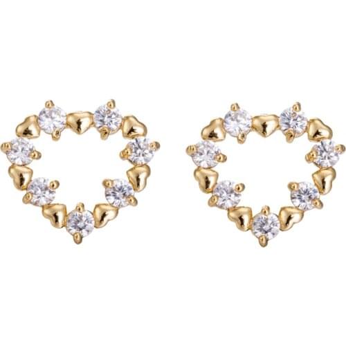 New Fashion Designer Jewelry Colorful Austrian crystal Imitation Metal heart Stud Earrings for Women heart shape Brincos Jewelry