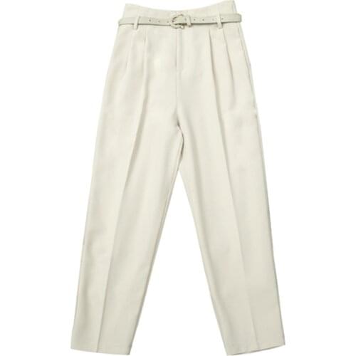 Women Chic Fashion Office Wear Straight Pants 2021 Autumn Vintage High Waist Zipper Haren Female Suit Trousers Mujer