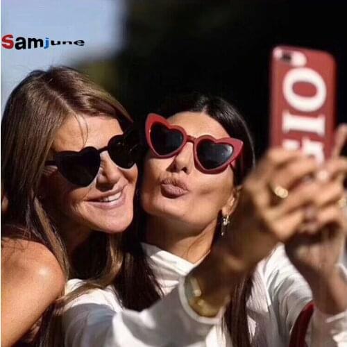 Samjune love heart sunglasses women cat eye vintage Christmas gift black pink red heart shape sun glasses for women uv400