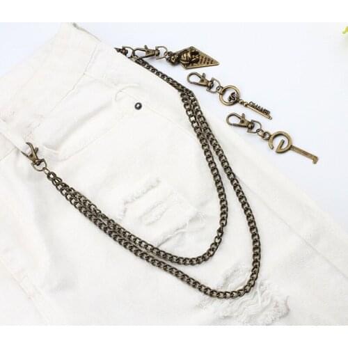 Jeans Chain Belts for Women Silver Key Pendant Chain Belt Rock Punk Chain Belt Brand Designer Trendy Bear Pendant Chain Belt