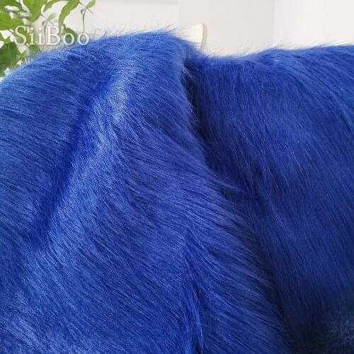 High grade 9cm long hair blue faux fur fabric for winter coat vest cosplay stage decor free shipping 150*50cm 1piece SP3761