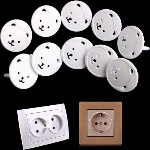10pcs EU Stand Power Socket Cover 2 hole Electrical Outlet Baby Child Safety Electric Shock Proof Plugs Protector Rotate Cover