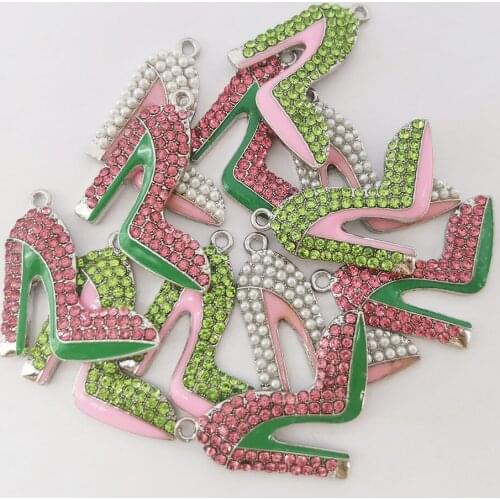 10Pcs Rhinestone Hing-Heeled Shoes Charms Women DIY Bracelet & Necklace Jewelry Accessories