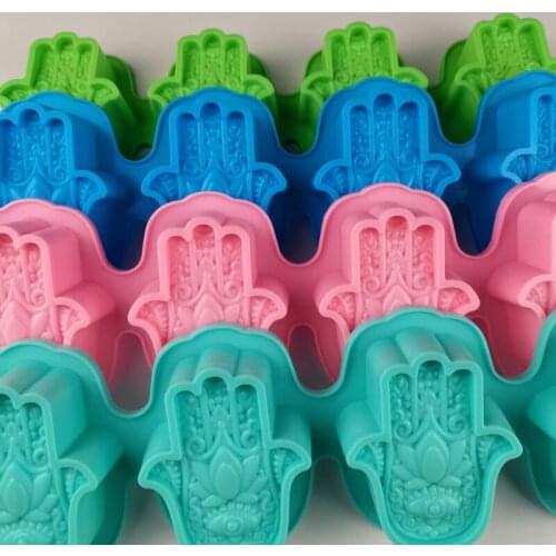 13MC Lotus in the Palm Soap Mold Khamsah Hamsa Hand Epoxy Resin Silicone Mold Hand of Fatima Candle Resin Casting Molds Tools