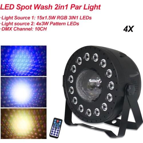 4Pcs/Lot 30W LED Par Lights RGB 3in1 Disco Ball Light DMX512 Control Can Par Spot Wasg LED Spotlight DJ Party Projector Lighting