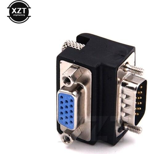 1PCS 90 Degree VGA SVGA Adapter Port Male to Female Right for 15pin TV Cable Connector