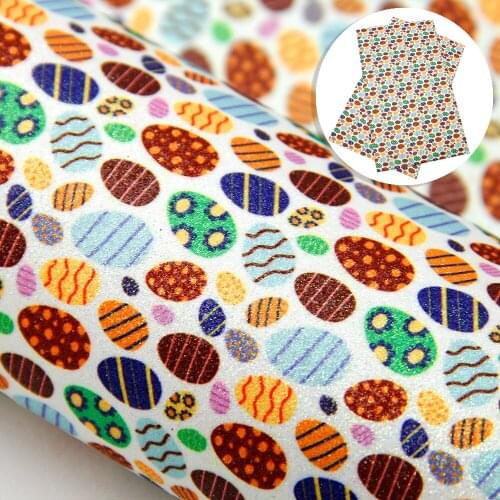 David accessories 20*33cm Easter Bunny Glitter Synthetic Leather Fabric DIY Bow Bag Craft Faux Leather Fabric Sheets,1Yc10051