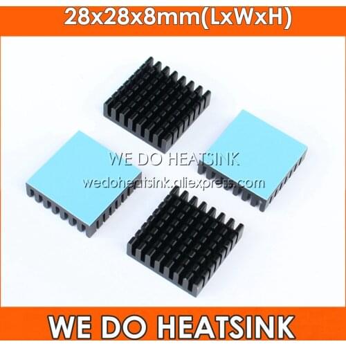WE DO HEATSINK 28x28x8mm Aluminum Fans & Cooling Heatsink Black Anodize Thermal Pads Heat Sink For Electronic Products