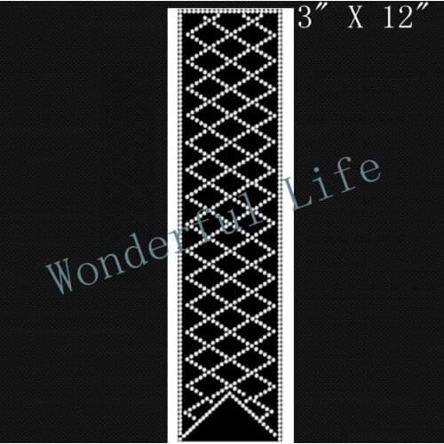 Free shipping Lattice Rhinestone Rhinestuds or Spangles 3" X 12" Bow Transfer Strip Design