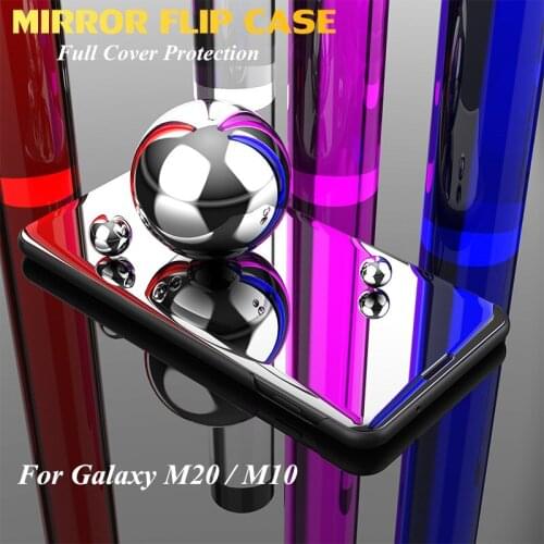 SFor Samsung Galaxy M20 M 20 Case Plating Leather Holder Mirror Flip Stand Cover For Samsung Galaxy M10 M 10 Phone Case Fundas