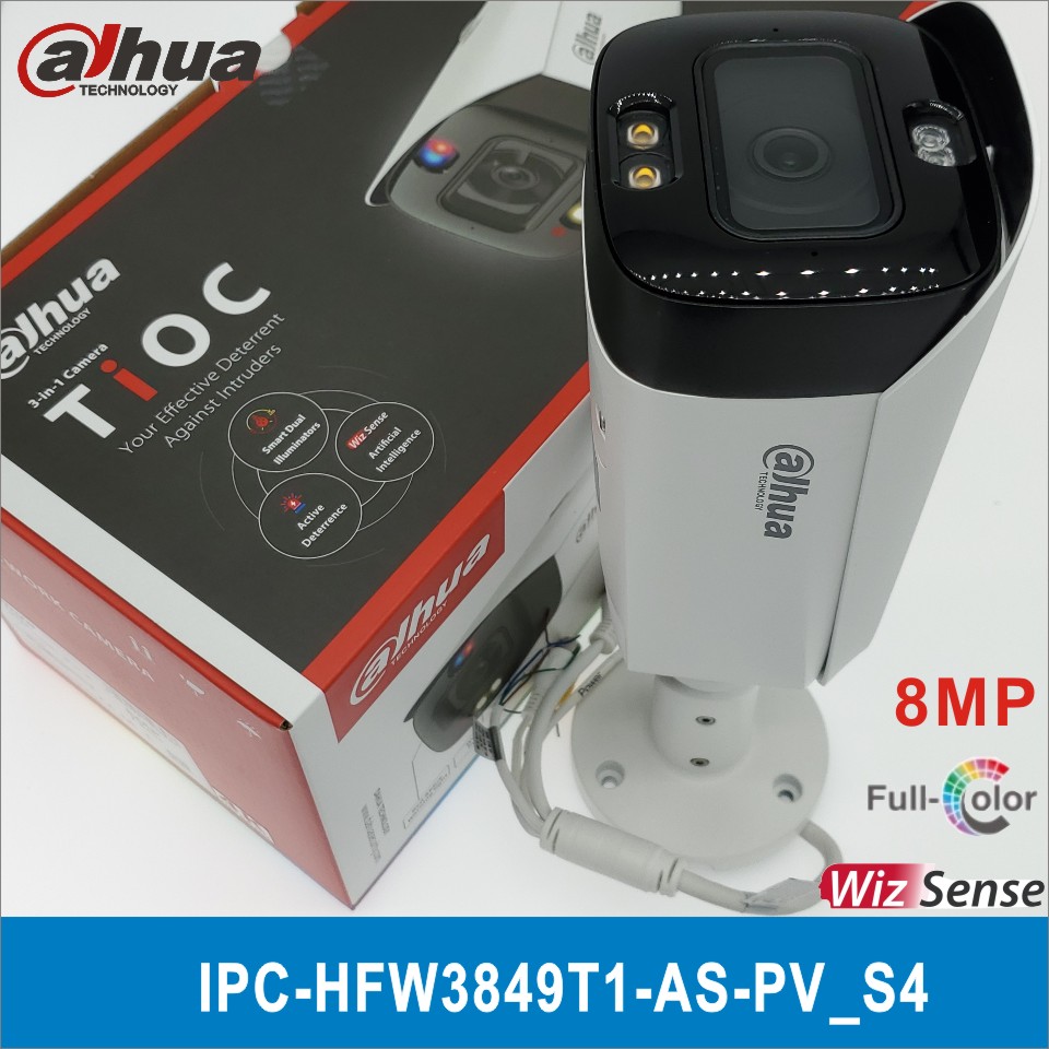 Free shipping Dahua 4K IP Camera IPC-HFW3849T1-AS-PV 8MP Full-color Active Deterrence Fixed-focal Bullet WizSense Network Camera