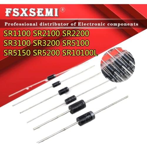 20pcs SR1100 SR2100 SB2100 SR2200 SR3100 SR3200 SR5100 SR5150 SR5200 SR10100L DO-15 Schottky diode
