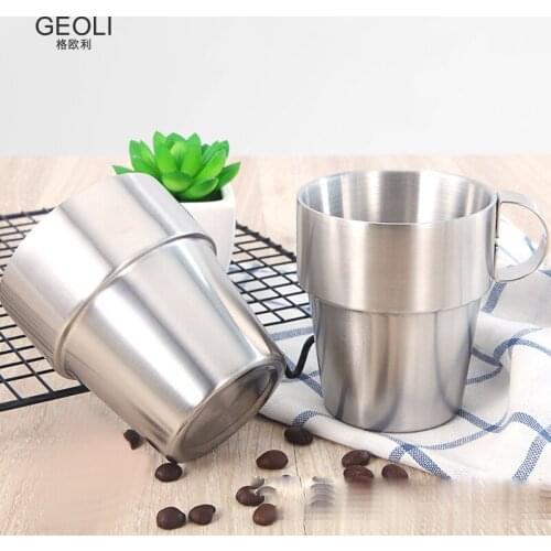 Double Layer Thickened Anti Scalding Stainless Steel Coffee Mug With Handle Insulated Portable Polishing Beer Tea Juice Drinking