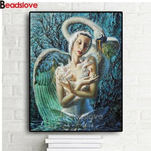 Dying Swan angel beauty 5d diy diamond painting mosaic diamond crystal painting full square round diamond embroidery art