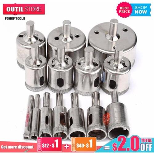 FGHGF 15Pcs/Set 6mm-50mm Diamond Coated Hole Saw Tile Drill Bits For Ceramic Glass Porcelain Marble Drilling Bit