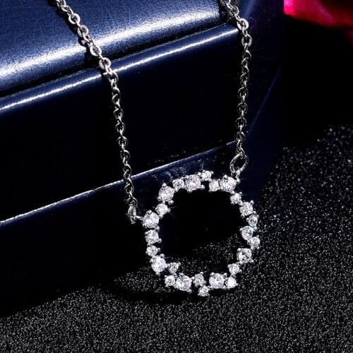 Huitan Simple Stylish Hoop Pendent Necklace Women Micro Paved Shiny CZ Delicate Birthday Gift Versatile Female Statement Jewelry