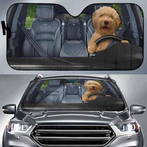 INSTANTARTS Lovely 3D Animal Driver Pattern Car Sun Shade Windshield Cute Car Accessories Sunshade for Car Windshield Durable