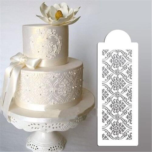 Cake Decorating Tool Damask Lace Border Cake Side Cupcake Stencil Sugarcraft Decoration Mould Baking Tool Kitchen Accessories