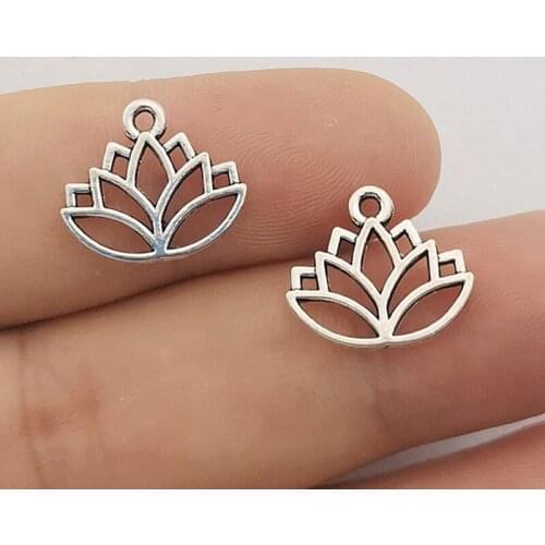 JINDINSP 20pcs Antique silver Lotus Charms 16x14mm Metal Alloy Jewelry DIY Accessories earring charms designer charms
