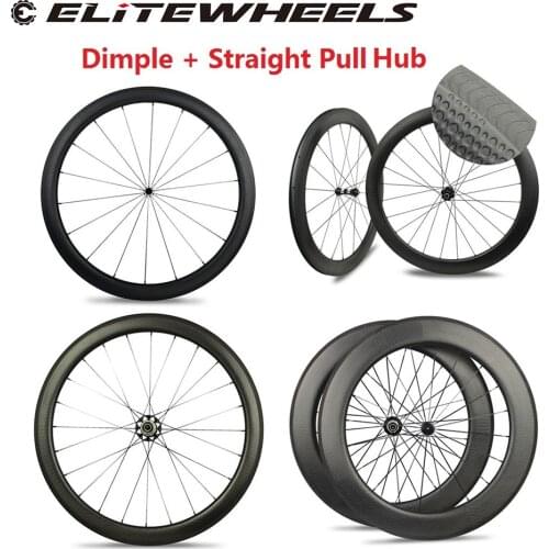 Dimple Surface Carbon Road Bike Wheels Tubular / Clincher 45mm 50mm 58mm 80mm Wheelsets With RF08 Straight Pull Hub